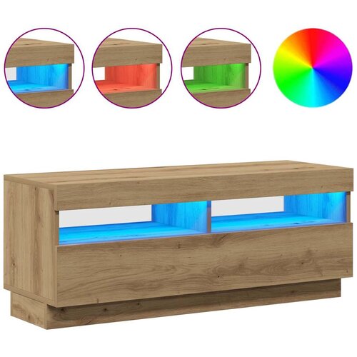  ormarić s LED svjetlima umjetnički hrast 100x35x40 cm Slike