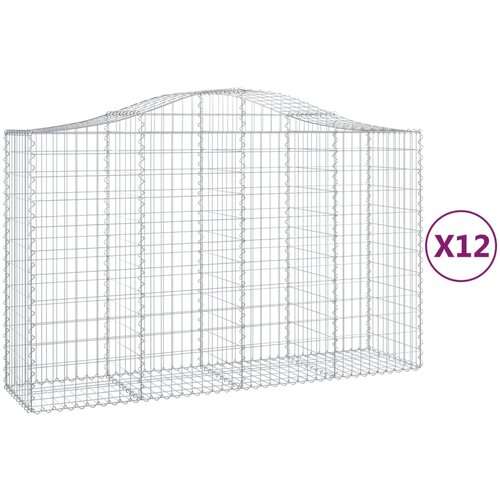 vidaXL Obokane gabion košare 12 kosa 200x50x120/140cm pocinkano železo, (20758432) Cene