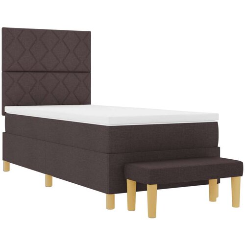 VidaXL Krevet s kutijom opruga i madracem tamnosmeđi 100x200 cm tkanina Slike