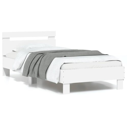 VidaXL Okvir za krevet s uzglavljem i LED svjetlima bijeli 90x190 cm Slike