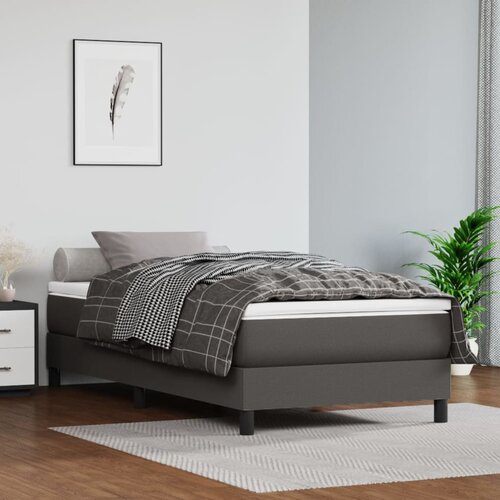 Krevet s oprugama i madracem sivi 90 x 190 cm od umjetne kože Slike