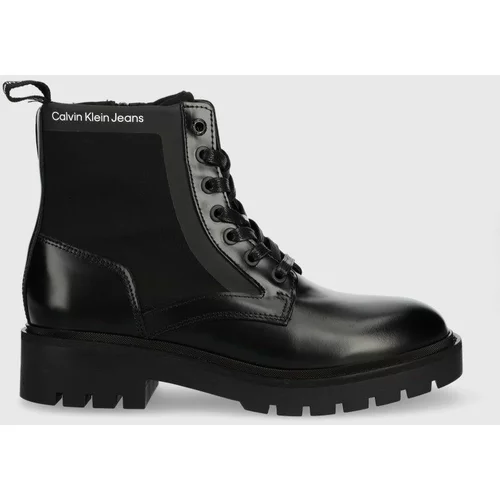 Calvin Klein Jeans Nizki škornji Military Boot ženski, črna barva