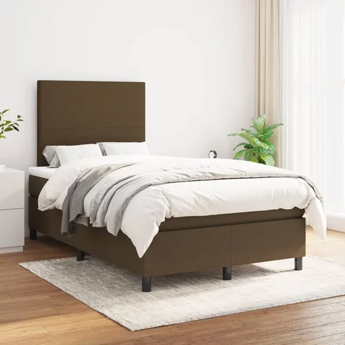  Krevet s oprugama i madracem tamnosmeđi 120 x 200 cm od tkanine