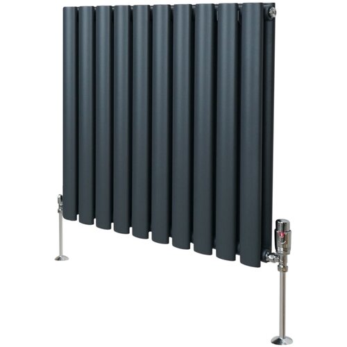 Monster ovalni stebrični radiator in ventili - 600 mm x 600 mm - antracitno siva, (21569828) Slike