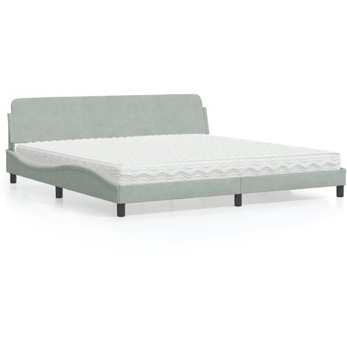 VidaXL Postelja z vzmetnico svetlo siva 200x200 cm žamet Slike