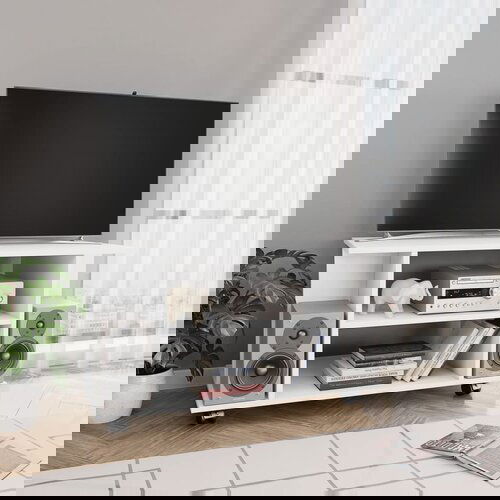 VidaXL TV omarica s kolesci bela 80x40x45 cm inženirski les, (20622597) Slike