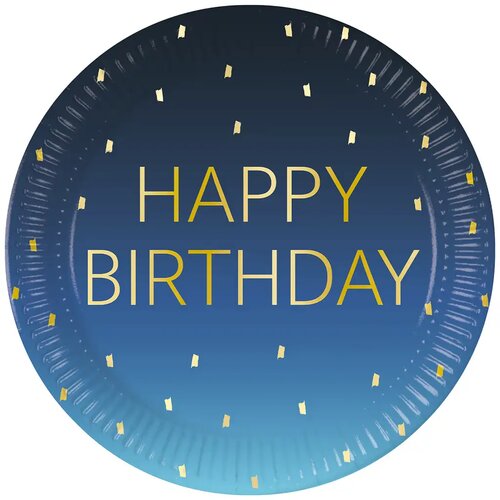 Procos Modri papirnati krožniki z napisom Happy Birthday, set 8 kosov, 23 cm Cene