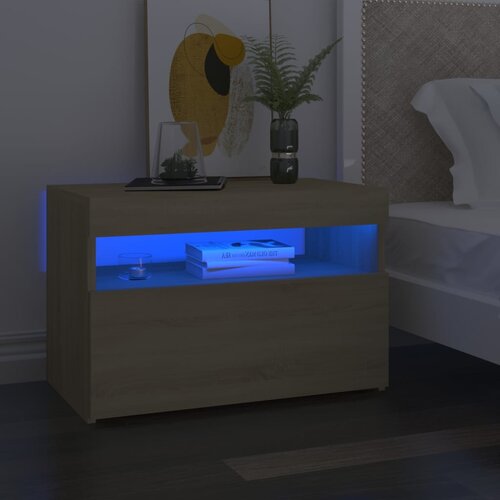 vidaXL noćni ormarić LED boja hrasta sonome 60 x 35 x 40 cm drveni Cijene