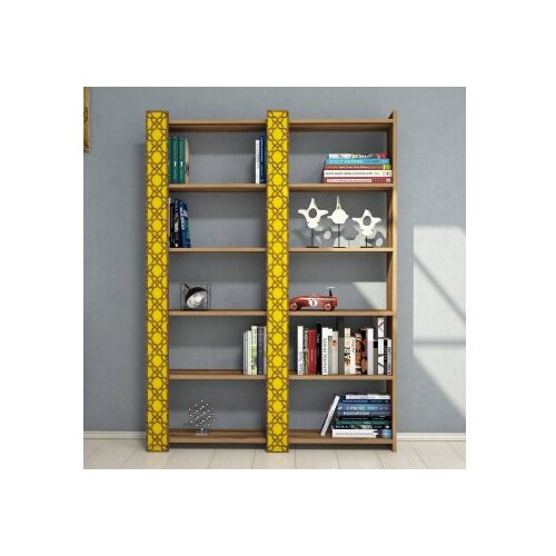 Hanah home city 2 - walnut, yellow walnutyellow bookshelf polica za knjige Slike