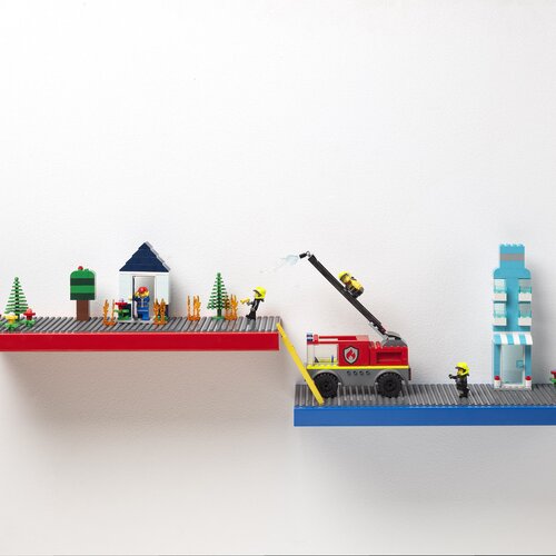 Lego polica sa podlogom za gradnju - crvena Slike