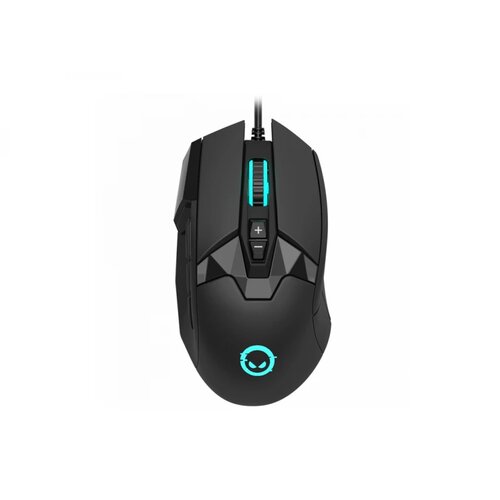 Lorgar stricter 579, gaming mouse, 9 programmable buttons, pixart PMW3336 sensor, dpi up to 12 000, 50 million clicks buttons lifespan, 2 switches, built-in display, 1.8m usb soft silicone cable, matt uv coating with glossy parts and rgb lights with 4 led flowing modes, size: 131*72*41mm, 0.127kg, black Slike
