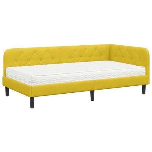 VidaXL Kutni okvir kreveta s madracem Žuta 100 x 200 cm Bar&amp;scaron;un Slike