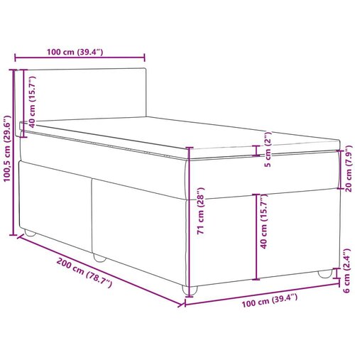 VidaXL Krevet s oprugama i madracem tamnosivi 100 x 200 cm od tkanine Slike