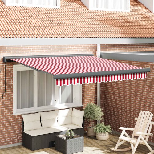  Povlačivi tende Crvena i bijela 350 x 250 cm Platno i Aluminij Slike