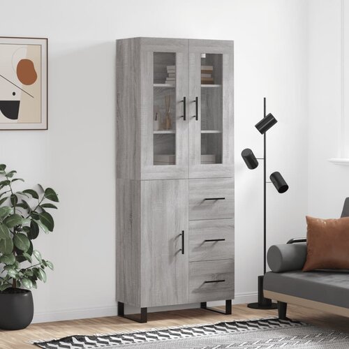 vidaXL Visoka komoda siva sonoma 69,5x34x180 cm inženirski les Cene