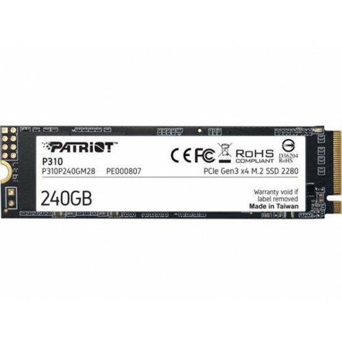 SSD M 2 NVMe 240GB Patriot P310 1700MBs/1000MBs P310P240GM28 Slike