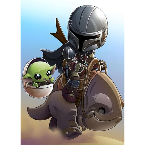 NIKCORP Diamantno slikanje Baby Yoda 5D DIY komplet za ustvarjanje, polni okrogli diamanti, motiv Star Wars, 30x40 cm, (5000156492) Cene