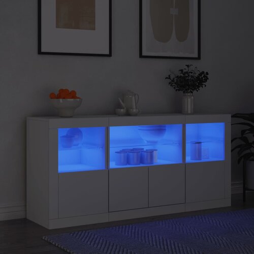 The Living Store Komoda z LED lučkami bela 142,5x37x67 cm - Komoda, (21837221) Cene