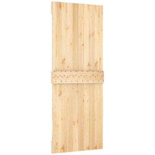  Klizna vrata Prirodna i crna 80 x 210 cm Čvrsta borovina Slike