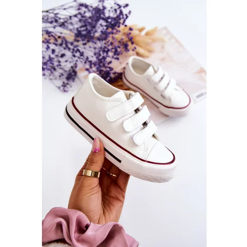 Kesi Children's Leather Sneakers With Velcro White Foster