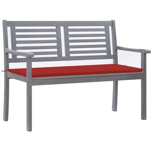 The Living Store Vrtna klop za 2 osebi z blazino 120 cm siv evkaliptusov les - Klop, (21460567) Slike