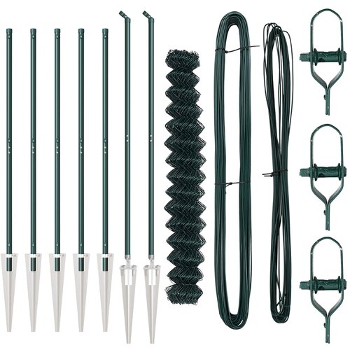 vidaXL Verižna ograja z 7 stabilizatorji s konico 1.6x10 m cinkano jeklo Cene