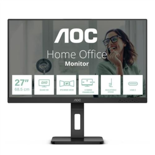 AOC Monitor 68,6 cm (27,0") Q27P3CV 2560x1440 75Hz IPS 4ms 2xHDMI DisplayPort USB-C 65W 4xUSB3.2 Pivot Zvočniki 3H ProLine, (21087185) Cene