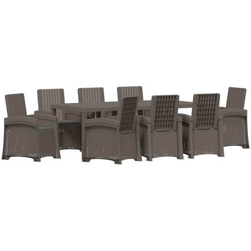  Vrtni set za objed 9 kom. Svjetlosiva i antracit PP 200 cm Slike