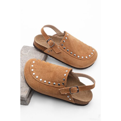 Marjin Women's Genuine Leather Eva Sole Closed Front Staples Daily Sandals Bolve tan. Cene