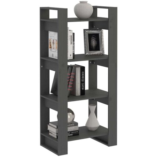 VidaXL knjižna omara/pregrada siva 60x35x125 cm trden les Slike