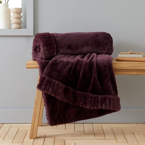Catherine Lansfield Temno vijolična odeja iz mikropli&amp;scaron;a 150x200 cm Velvet and Faux Fur &amp;ndash; Slike