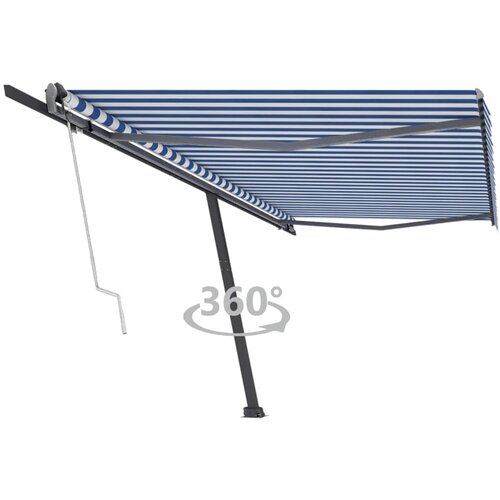vidaXL prostostoječa avtomatska tenda 500x300 cm modra/bela Cene