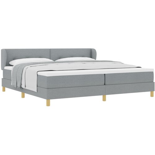 VidaXL Box spring postelja z vzmetnico, svetlo siva, 200x200 cm, tkanina Slike