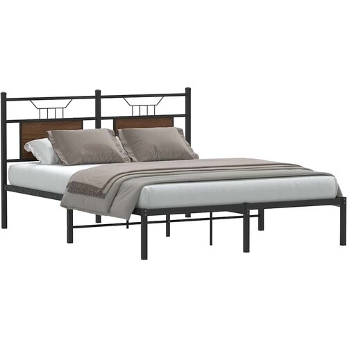 VidaXL Okvir kreveta bez madraca smeđi hrast 140x190 cm izrađeno drvo Slike