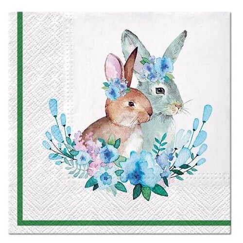  Decoupage salvete - Bunnies with Wreaths - 1kom Slike