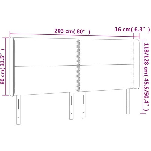  Uzglavlje tamnosivo 203 x 16 x 118/128 cm od tkanine Slike