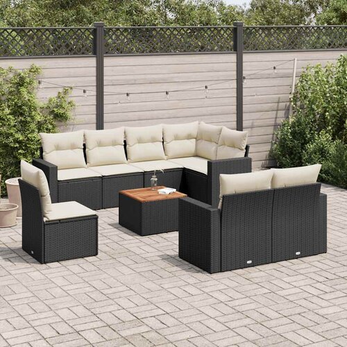  9-dijelni set vrtnih sofa s jastucima crni od poliratana Crna Cene