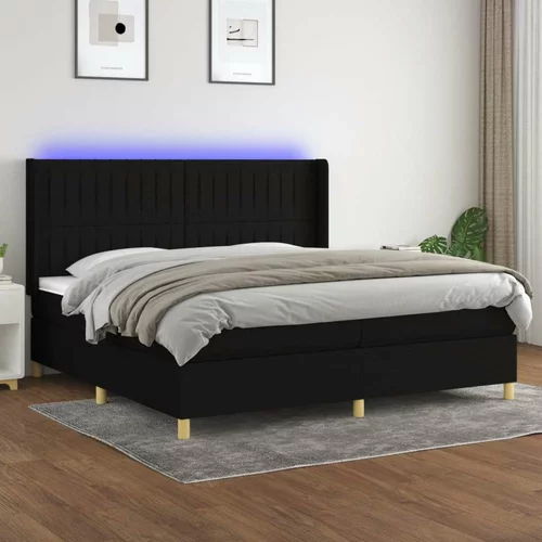  Box spring postelja z vzmetnico LED črna 200x200 cm blago, (20893670)