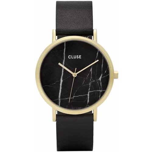 Cluse Ženski sat s crnim kožnim remenom i mramornim brojčanikom La Roche Rose