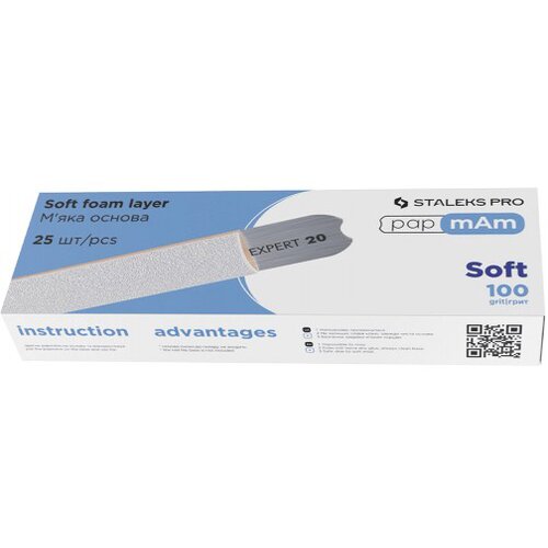  Turpija za nokte Staleks Expert Soft White papmAm 100# &amp;ndash; 25 kom Slike