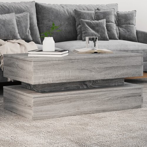 VidaXL Stolić za kavu s LED svjetlima siva boja hrasta 90 x 50 x 40 cm Slike