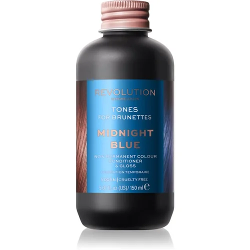 Revolution Haircare Tones For Brunettes balzam za toniranje za smeđu kosu nijansa Midnight Blue 150 ml