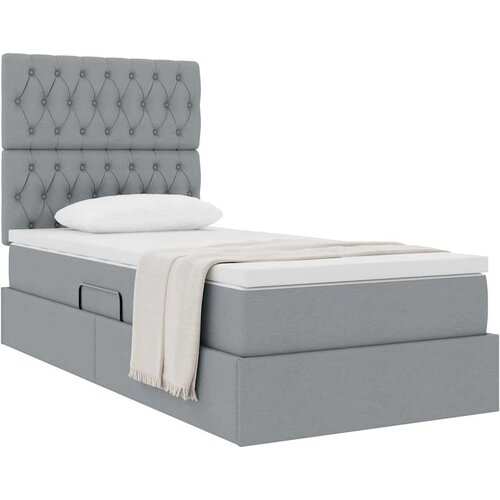  Krevet s madracem i skladi&amp;scaron;tem Svijetlo siva 90 x 200 cm - Svjetlosiva 90 x 200 cm Dizajn s jastučićima Slike