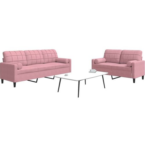 vidaXL 2-dijelni set sofa s jastucima ružičasti baršunasti Cijene
