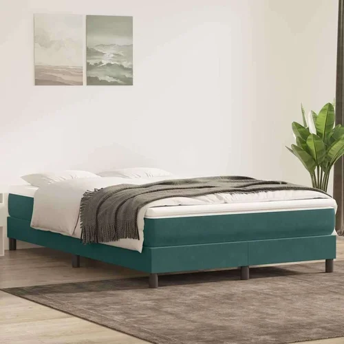 Box Spring krevet s madracem tamno zeleni 140x220 cm baršun