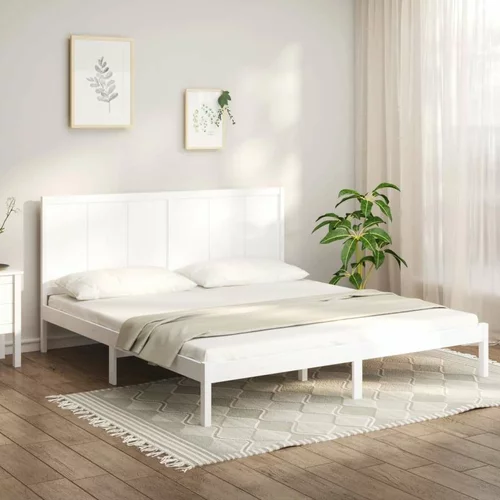  Okvir za krevet od borovine bijeli 180x200 cm 6FT veliki bračni