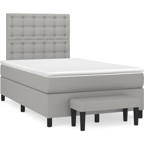 vidaXL Box spring postelja z vzmetnico svetlo siva 120x190 cm blago Cene