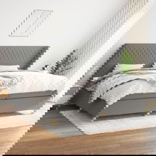The Living Store Box spring postelja z vzmetnico temno siva 200x200 cm blago - Box Spring Postelja, (21521099) Slike