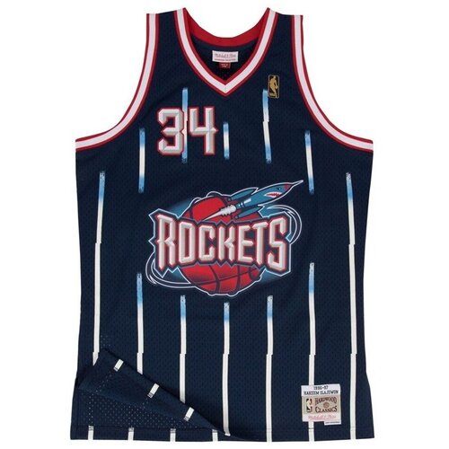 Mitchell And Ness Majice s kratkimi rokavi Nba Houston Rockets Hakeem Olajuwon Swingman Črna Slike