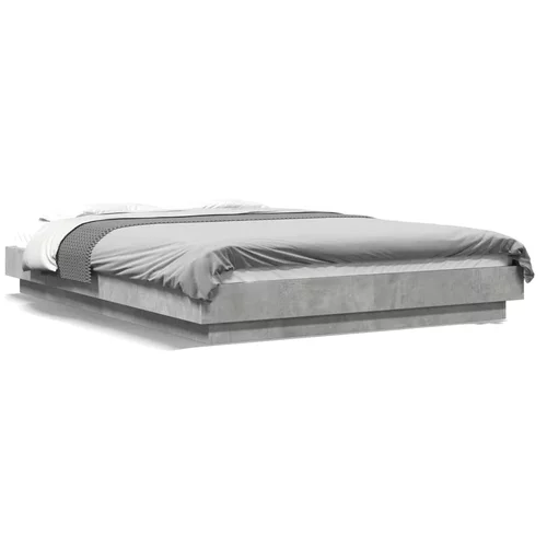 vidaXL Okvir kreveta s LED svjetlima boja betona 140 x 200 cm drveni